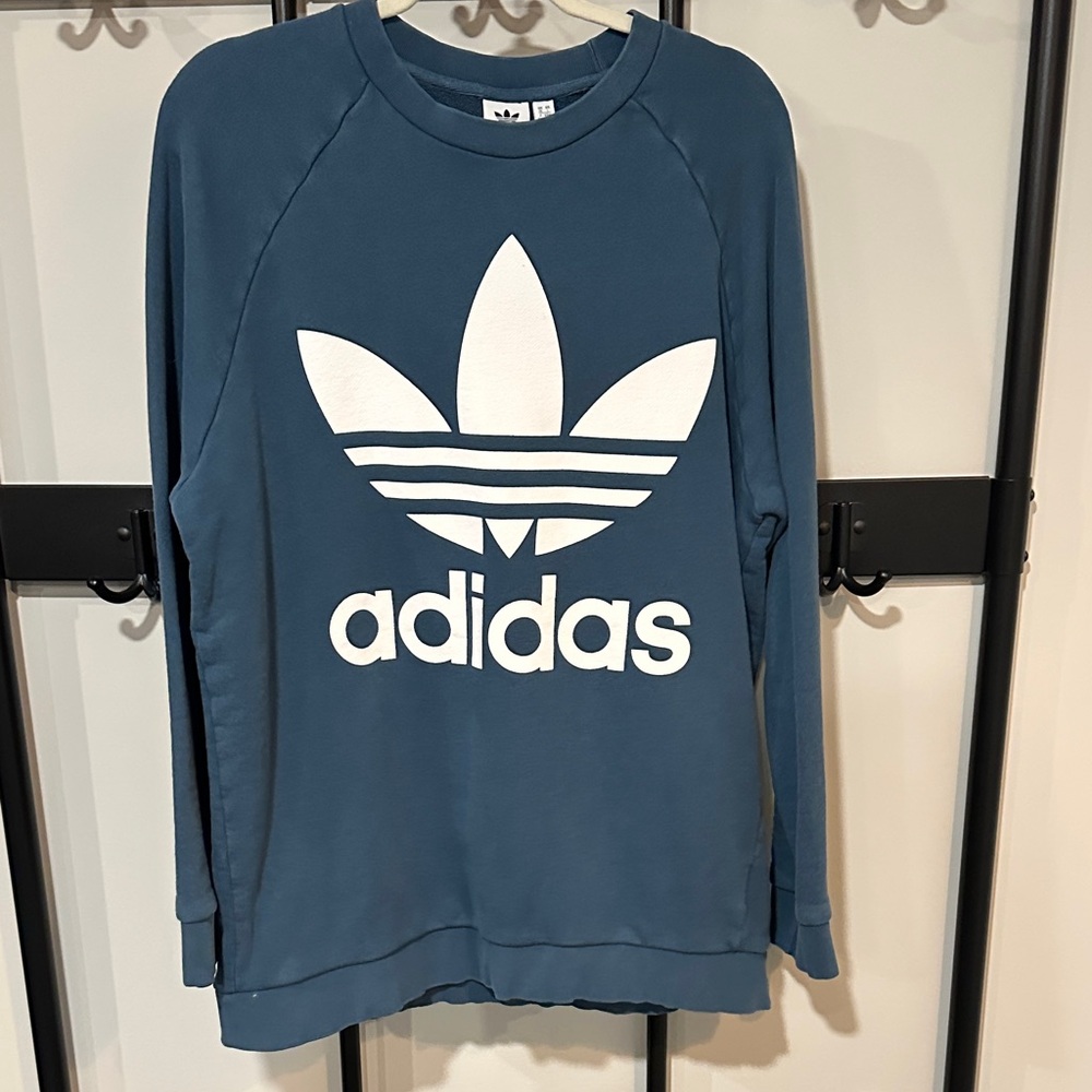 Adidas Teal Sweatshirt with White Trefoil Logo